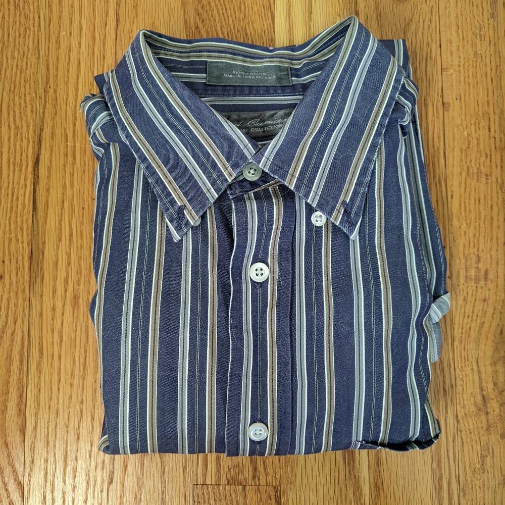 Daniel Cremieux L Striped Dress Shirt - Blue/Tan
